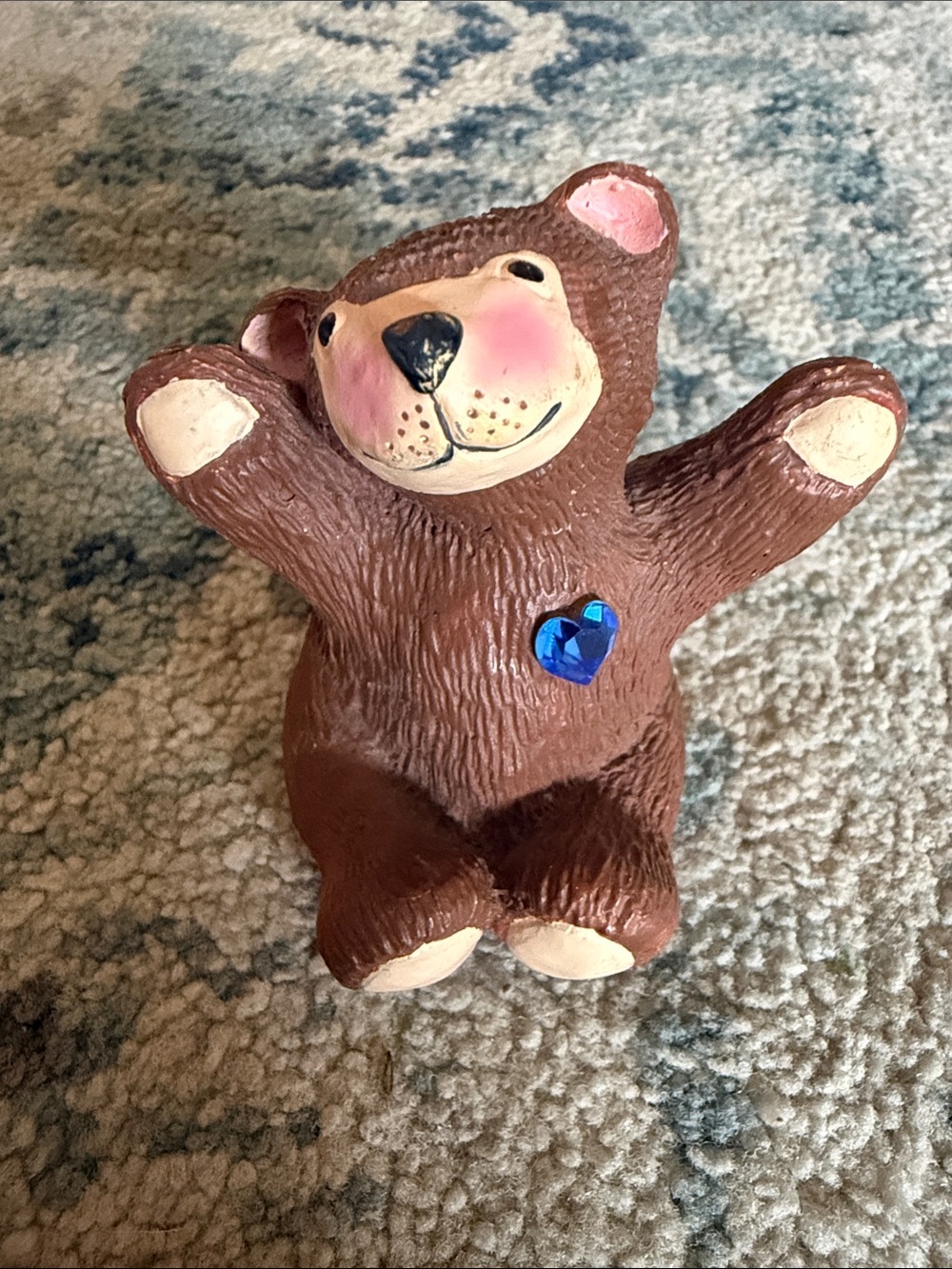 Vintage miniature resin bear figurine sapphire September birthstone